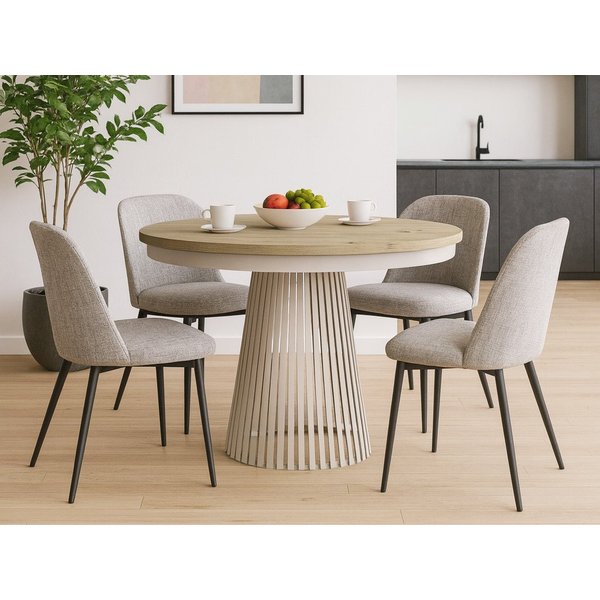 Beautysofa Esstisch Lumi im Loft-Stil, ausziehbar Ø 100–180 cm (hitze- und verfärbung beständig, Metallbeinen), verschiedene Farben