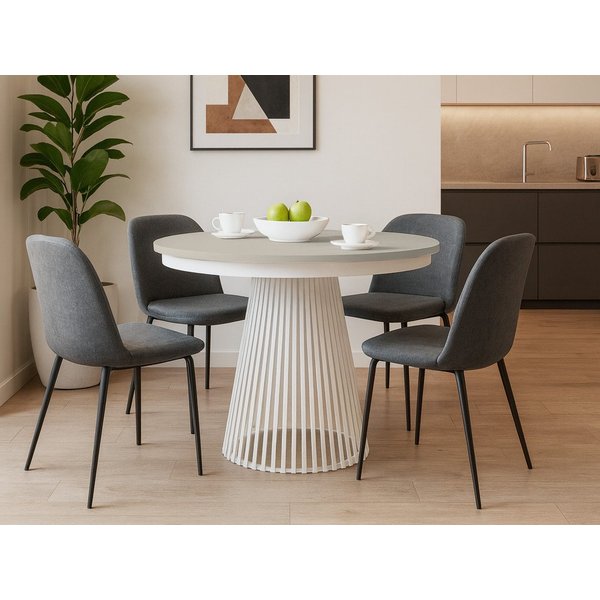 Beautysofa Esstisch Lumi im Loft-Stil, ausziehbar Ø 100–180 cm (hitze- und verfärbung beständig, Metallbeinen), verschiedene Farben