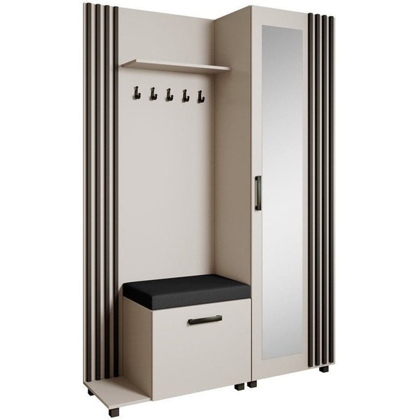 Beautysofa Garderoben-Set Livia – Design, Funktion und Ordnung in Perfektion, (Geräumiger Schuhschrank, mit praktischer Kleiderstange)