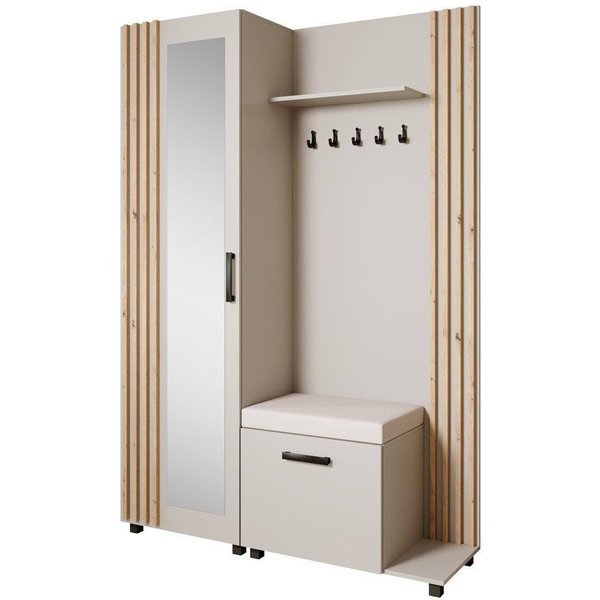 Beautysofa Garderoben-Set Livia – Design, Funktion und Ordnung in Perfektion, (Geräumiger Schuhschrank, mit praktischer Kleiderstange)