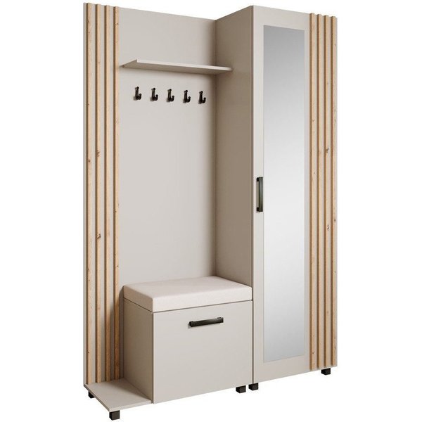 Beautysofa Garderoben-Set Livia – Design, Funktion und Ordnung in Perfektion, (Geräumiger Schuhschrank, mit praktischer Kleiderstange)