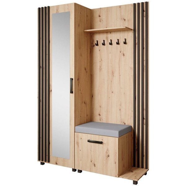 Beautysofa Garderoben-Set Livia – Design, Funktion und Ordnung in Perfektion, (Geräumiger Schuhschrank, mit praktischer Kleiderstange)