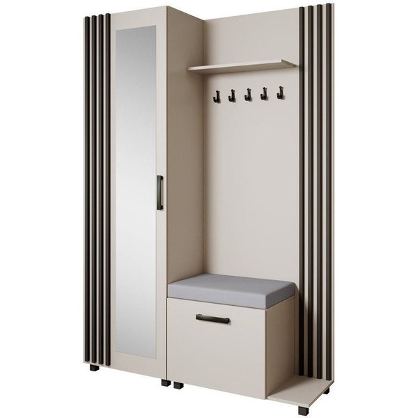 Beautysofa Garderoben-Set Livia – Design, Funktion und Ordnung in Perfektion, (Geräumiger Schuhschrank, mit praktischer Kleiderstange)