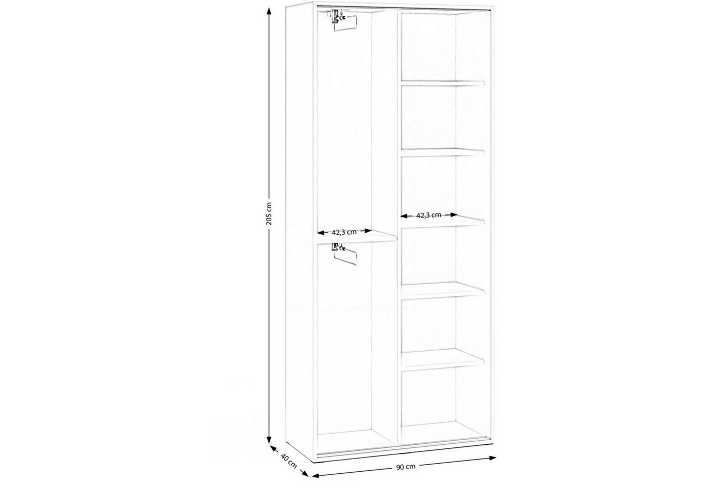 Beautysofa Garderobenschrank mit Spiegel LANO (modern / loft Stil) Kleiderschrank mit Türen – Bild 4 von 4