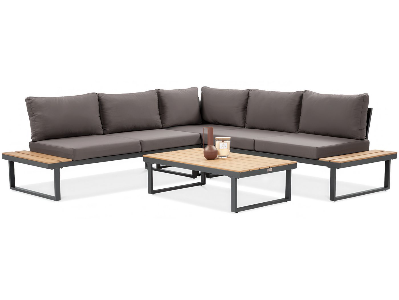 Beautysofa Gartenlounge-Set MADISON modulare Ecklounge mit Gartentisch, (Stahlgestell, Polywood-Elemente, 4-tlg., 2 Sofas, 1 Eckmodul, 1 Couchtisch), Maße 219,5 – Bild 2 von 5