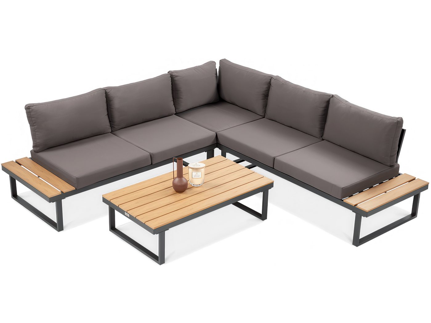 Beautysofa Gartenlounge-Set MADISON modulare Ecklounge mit Gartentisch, (Stahlgestell, Polywood-Elemente, 4-tlg., 2 Sofas, 1 Eckmodul, 1 Couchtisch), Maße 219,5 – Bild 3 von 5