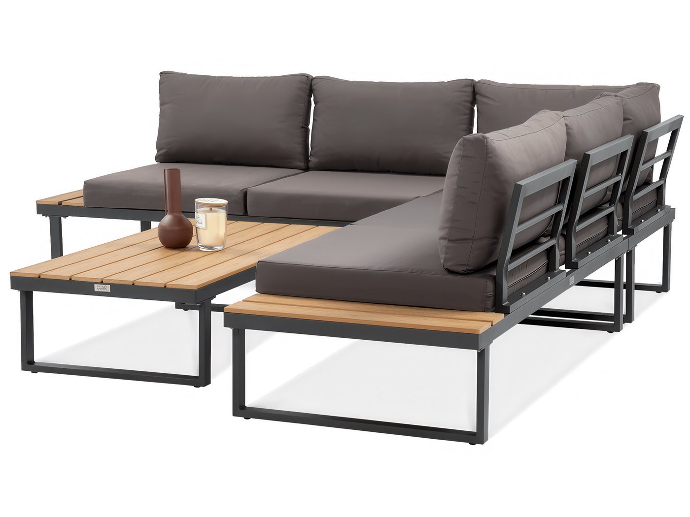 Beautysofa Gartenlounge-Set MADISON modulare Ecklounge mit Gartentisch, (Stahlgestell, Polywood-Elemente, 4-tlg., 2 Sofas, 1 Eckmodul, 1 Couchtisch), Maße 219,5 – Bild 4 von 5