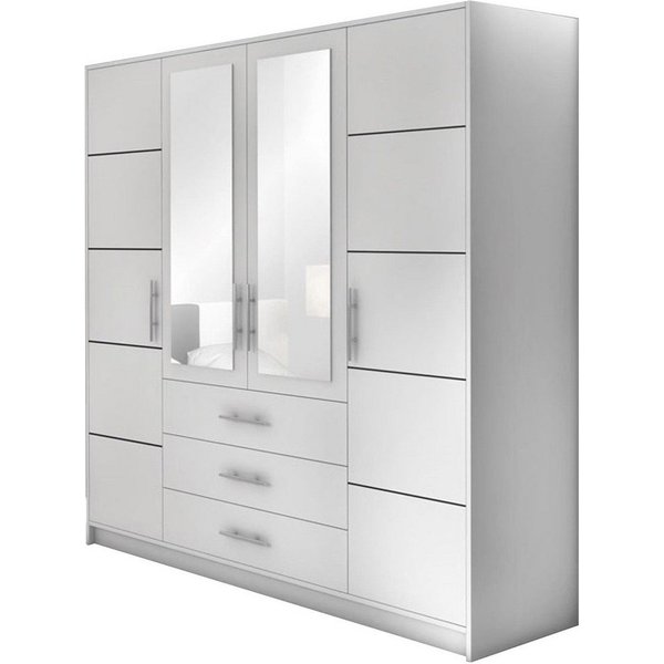Beautysofa Kleiderschrank Kleiderschrank mit 4 türen BALI D4 Garderobenschrank mit Spiegel