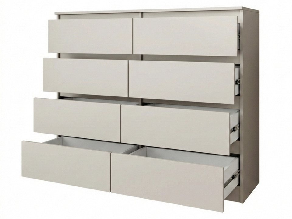 Beautysofa Kommode 100 cm LEMON mit 8 Schubladen (Moderne Schubladenkommode in Weiß oder Kaschmir, Kugelführungen), Sideboard Schlafzimmer Wohnzimmer – Bild 2 von 5