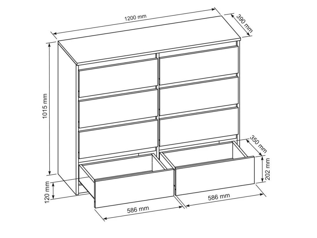 Beautysofa Kommode LEMON Kaschmir mit 8 Schubladen (Moderne Schubladenkommode Sideboard, mit Kugelführungen), Breite: 120 cm oder 140 cm – Bild 4 von 5