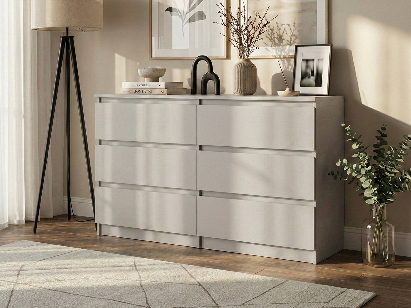 Beautysofa Kommode LEMON mit 6 Schubladen (Moderne Schubladenkommode, mit Kugelführungen), Breite: 120 cm oder 140 cm – Bild 5 von 5