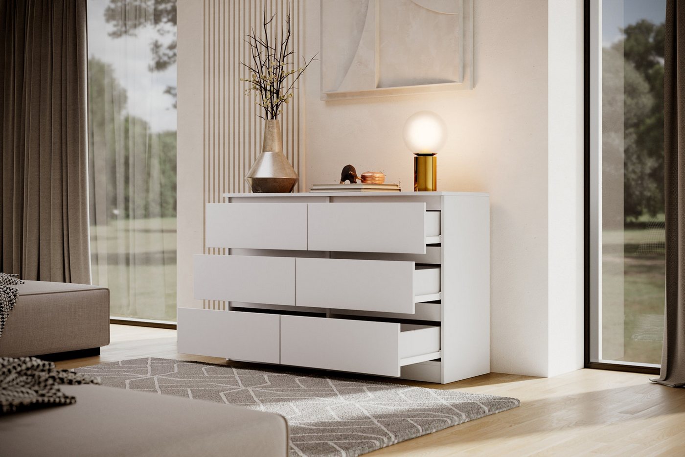 Beautysofa Kommode LEMON mit sechs Schubladen (Sideboard mit viel Stauraum, moderne Schlafzimmerkommode), Schubladenkommode für Wohnzimmer – Bild 3 von 5
