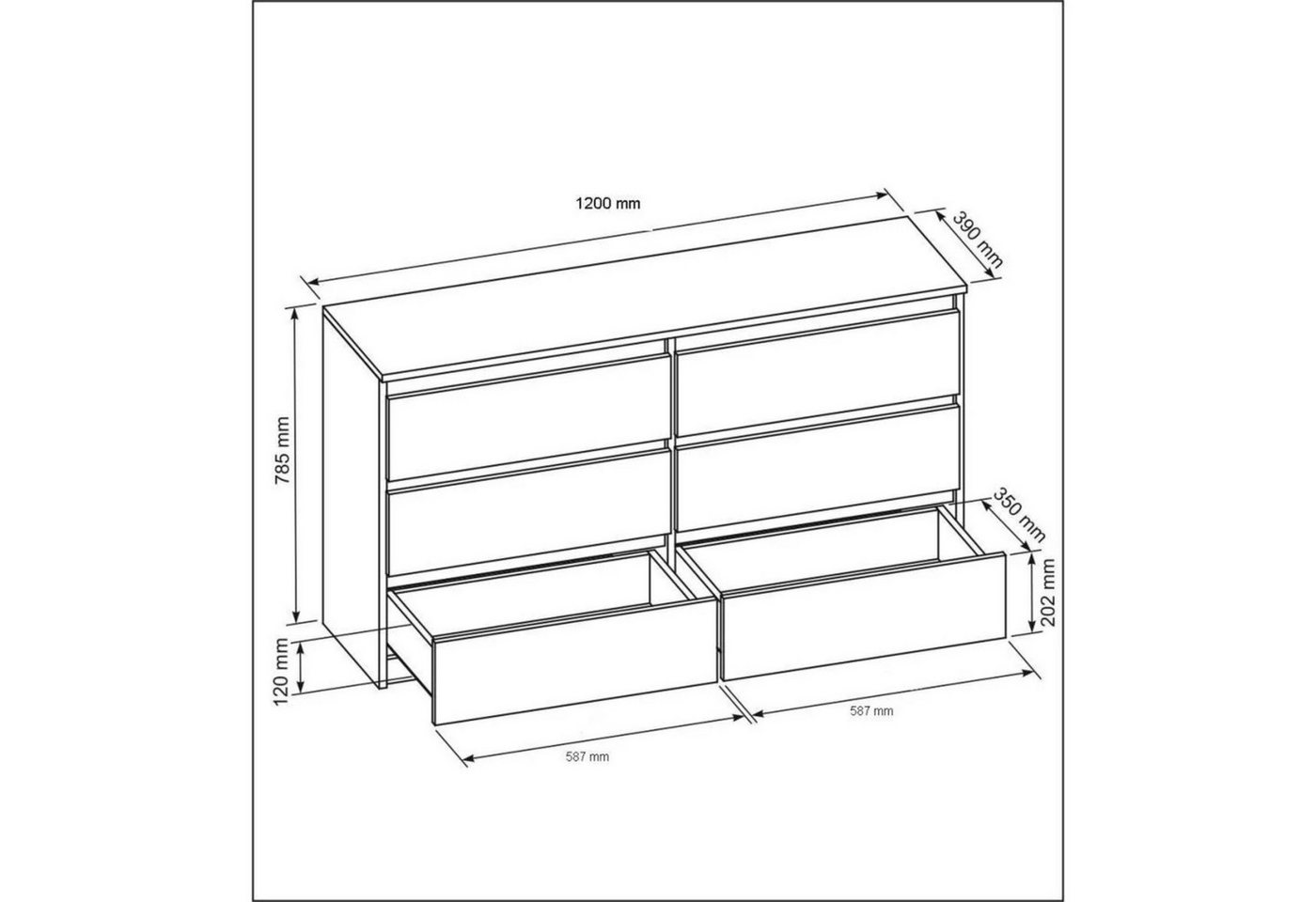 Beautysofa Kommode LEMON mit sechs Schubladen (Sideboard mit viel Stauraum, moderne Schlafzimmerkommode), Schubladenkommode für Wohnzimmer – Bild 5 von 5