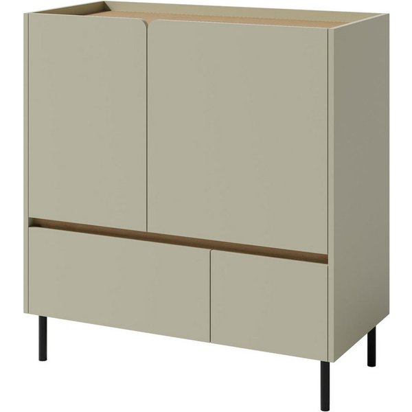 Beautysofa Kommode LICO mit 2 Schubladen, 2 Türen, 2 Regalböden (ideal für Jugendzimmer, Schlafzimmer, 95x40x105 cm), moderne Farben Sandbeige oder Eukalyptus
