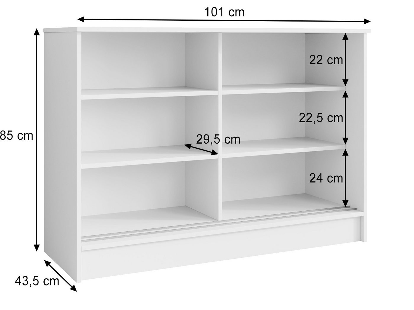Beautysofa Kommode MIRELA mit 2 Schiebetüren (in 100 cm, 120 cm oder 160 cm, verschiedene Farben), mit dekorativen Sprossen – Bild 5 von 5
