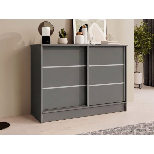 Beautysofa Kommode MIRELA mit 2 Schiebetüren (in 100 cm, 120 cm oder 160 cm, verschiedene Farben), mit dekorativen Sprossen