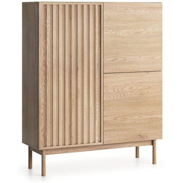 Beautysofa Kommode SAPPORO im Japandi-Stil (Push-to-Open-Funktion, mit 3 Türen), Lamellenfront