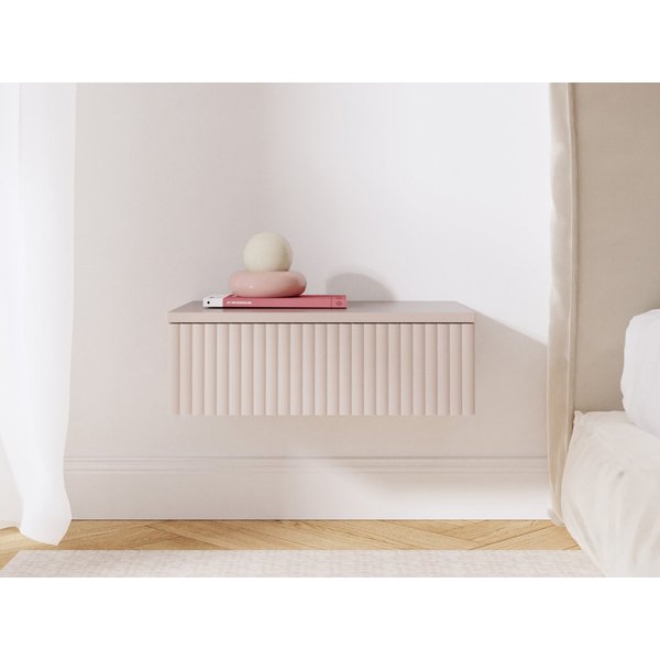 Beautysofa Nachttisch SOFT Hängend, Rillenfronten mit Push-to-Open (In der trendigen Farbe Kaschmir), Breite: 50 cm