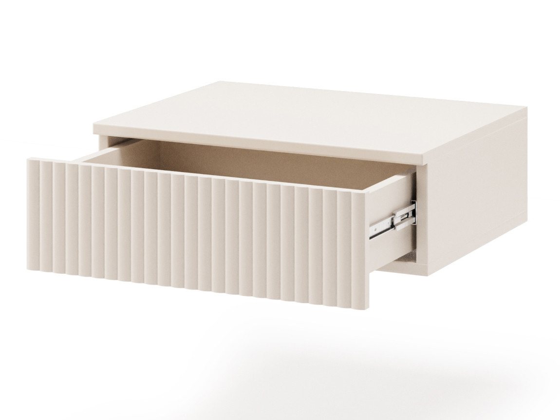 Beautysofa Nachttisch SOFT Hängend, Rillenfronten mit Push-to-Open (In der trendigen Farbe Kaschmir), Breite: 50 cm – Bild 3 von 5