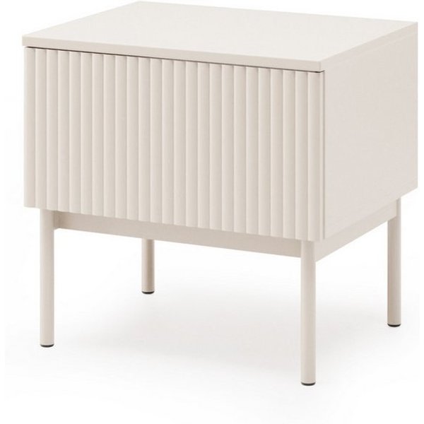 Beautysofa Nachttisch SOFT Rillenfronten & Push-to-Open-System (mit Eine Schublade, In der trendigen Farbe Kaschmir), Breite: 50 cm