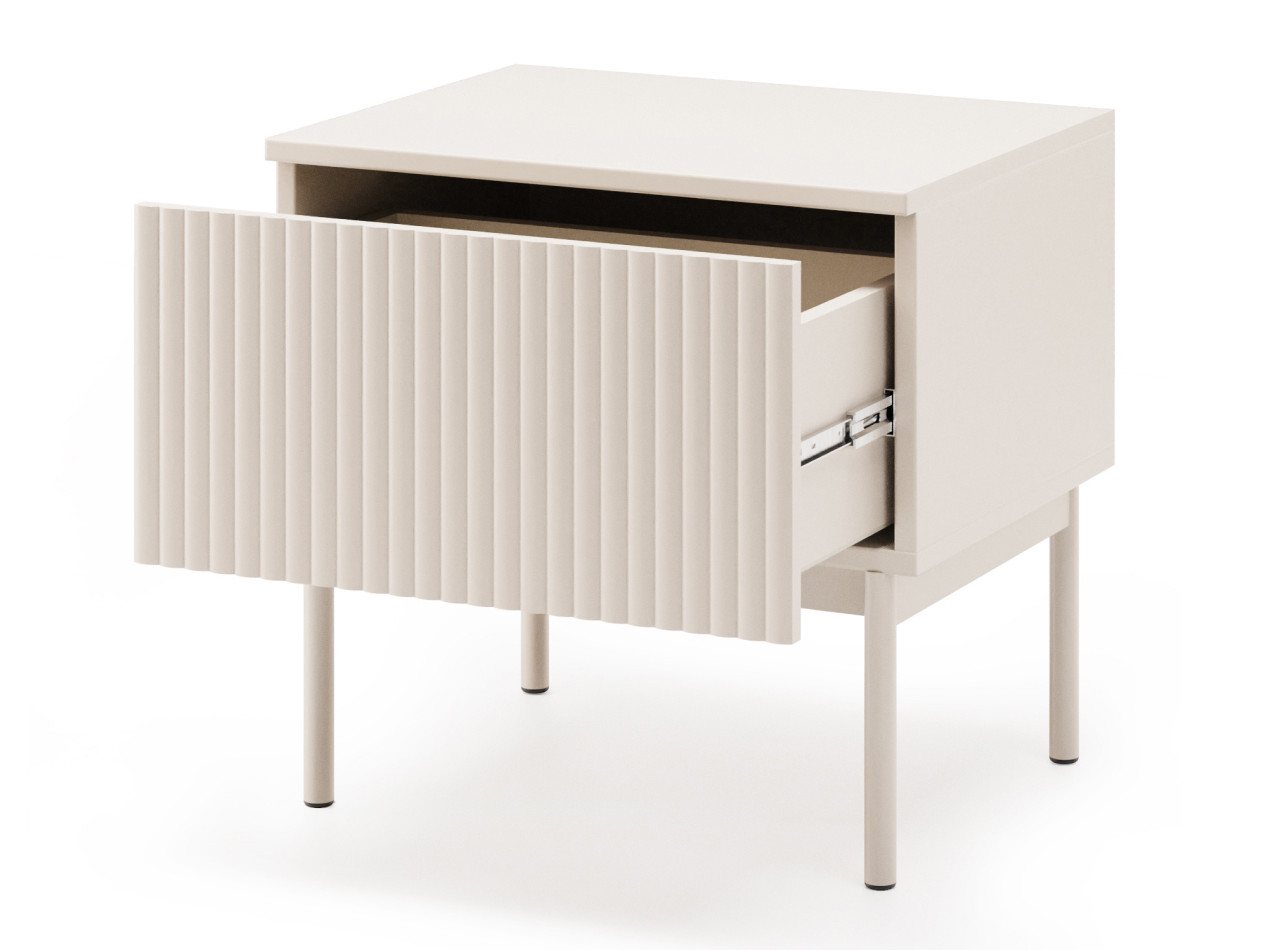 Beautysofa Nachttisch SOFT Rillenfronten & Push-to-Open-System (mit Eine Schublade, In der trendigen Farbe Kaschmir), Breite: 50 cm – Bild 2 von 4