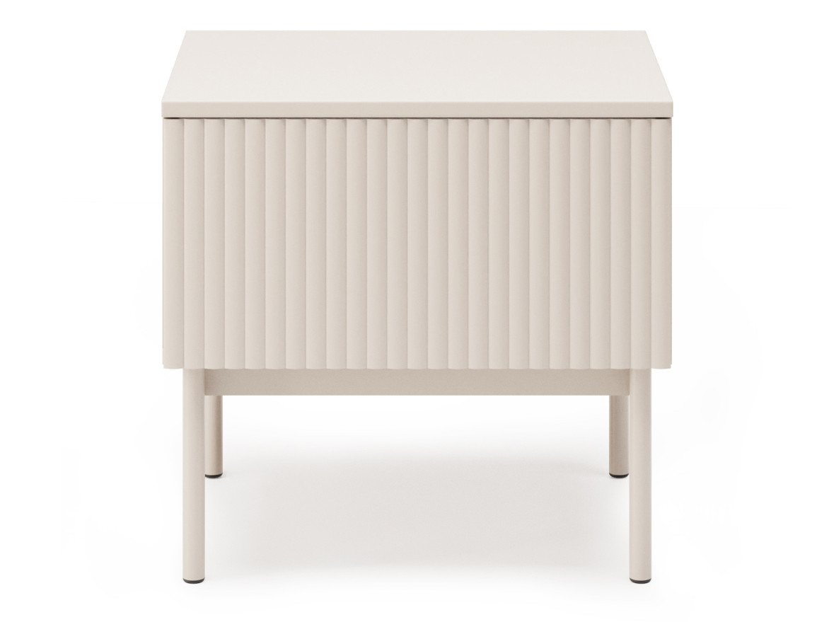 Beautysofa Nachttisch SOFT Rillenfronten & Push-to-Open-System (mit Eine Schublade, In der trendigen Farbe Kaschmir), Breite: 50 cm – Bild 3 von 4