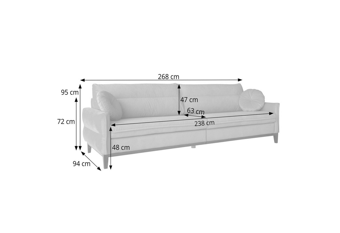 Beautysofa Polstergarnitur BELWEDER, (Velours oder Bouclé-Stoff, hoher Komfort, zeitloses Design), Sitzgruppe 3-Sitzer, 2-Sitzer & Sessel – Bild 4 von 5
