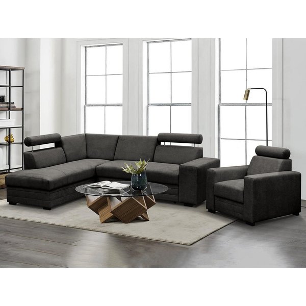 Beautysofa Polstergarnitur im modernen Stil, mit verstellbaren Kopfstützen Roma, (modernes Set Eckgarnitur mit Sessel, Schlaffunktion, Bettkasten, verstellbare 