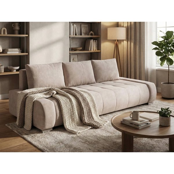 Beautysofa Schlafsofa DRACO 3-Sitzer mit Schlaffunktion und Bettkasten, Modernes Design & Zeitloser Komfort, Liegefläche: 160 x 200 cm