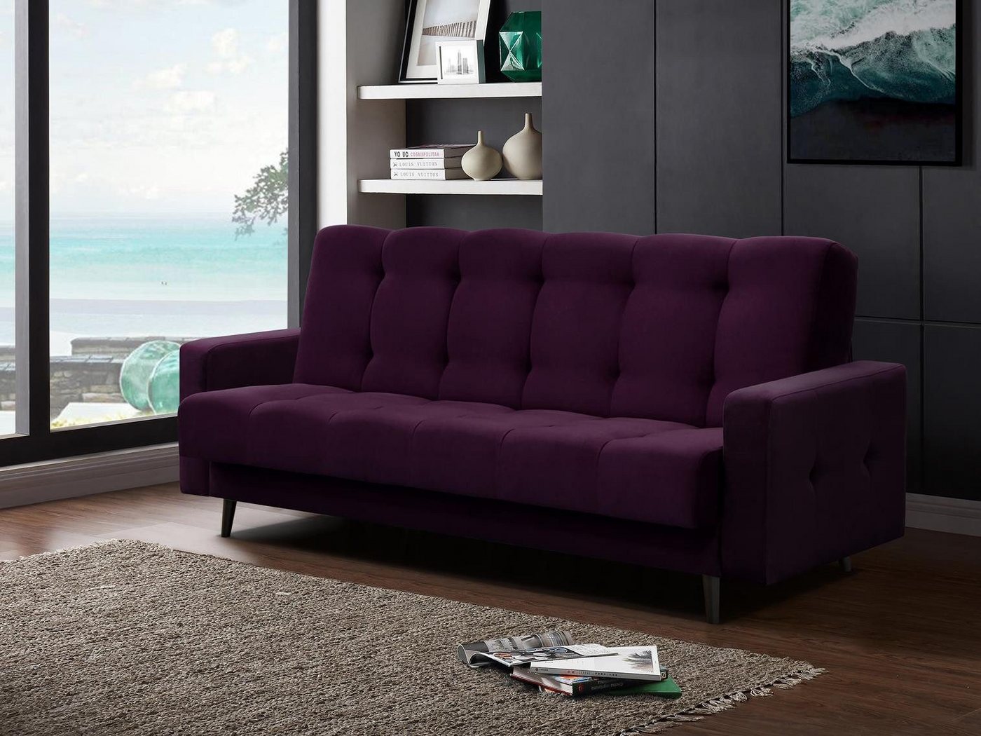 Beautysofa Schlafsofa Nancy BIS mit Schlaffunktion und Bettkasten, Bettfunktion – Bild 3 von 5