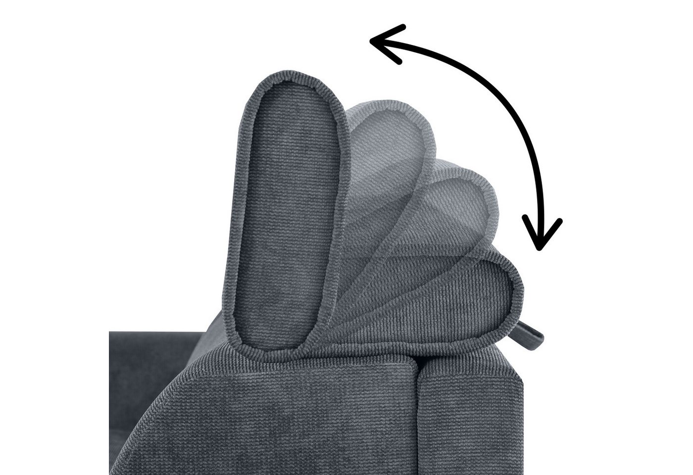 Beautysofa Schlafsofa Pavarti modernes Sofa mit italienischem Klappmechanismus und Matratze, mit Bettkasten, verstellbaren Kopfstützen und Schlaffunktion, in 3  – Bild 5 von 5