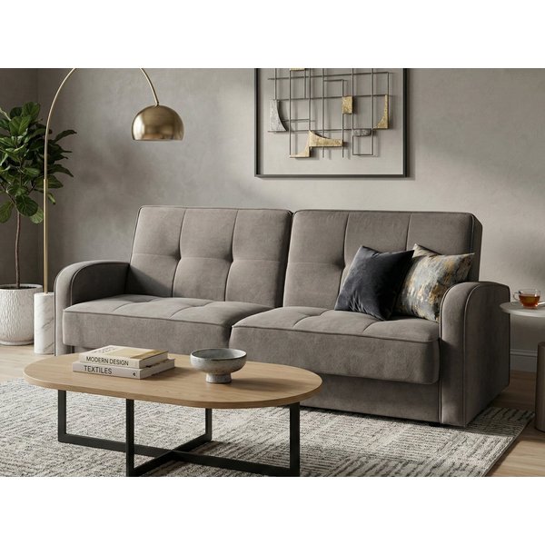 Beautysofa Schlafsofa PAVO 3-Sitzer mit Armlehnen, mit Bettfunktion und Bettkasen