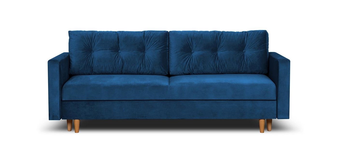 Beautysofa Schlafsofa Sigurd, mit Schlaffunktion und Bettkasten, Polstersofa aus Velours, Sofa im skandinavischen Stil – Bild 3 von 5