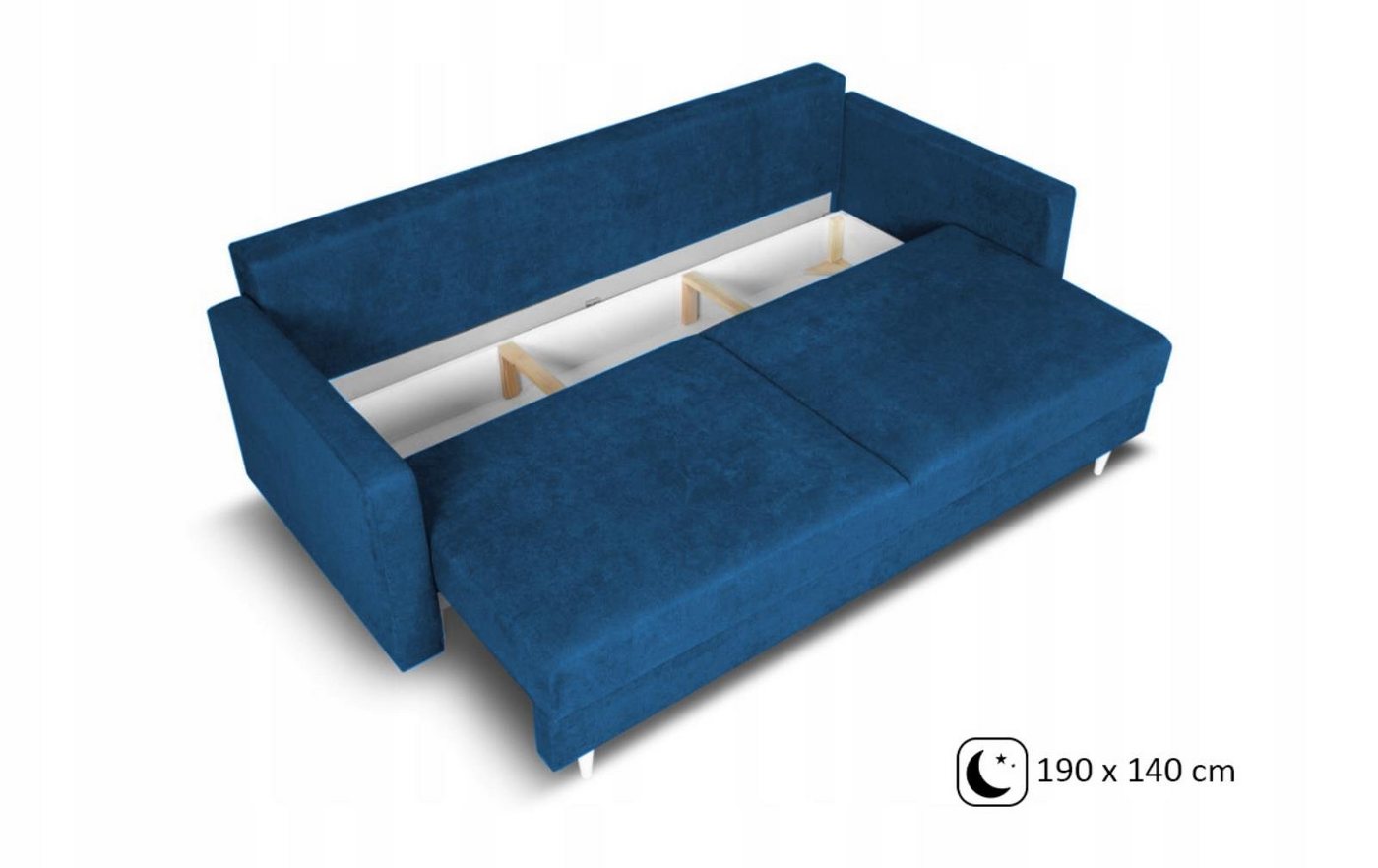 Beautysofa Schlafsofa Sigurd, mit Schlaffunktion und Bettkasten, Polstersofa aus Velours, Sofa im skandinavischen Stil – Bild 4 von 5