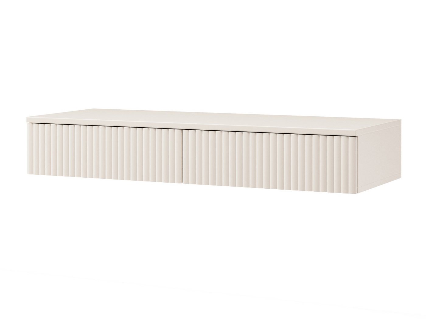 Beautysofa Schminktisch Soft Hängend, Rillenfronten & Push-to-Open-System (mit zwei Schubladen, In der trendigen Farbe Kaschmir), Breite: 100 cm – Bild 2 von 5