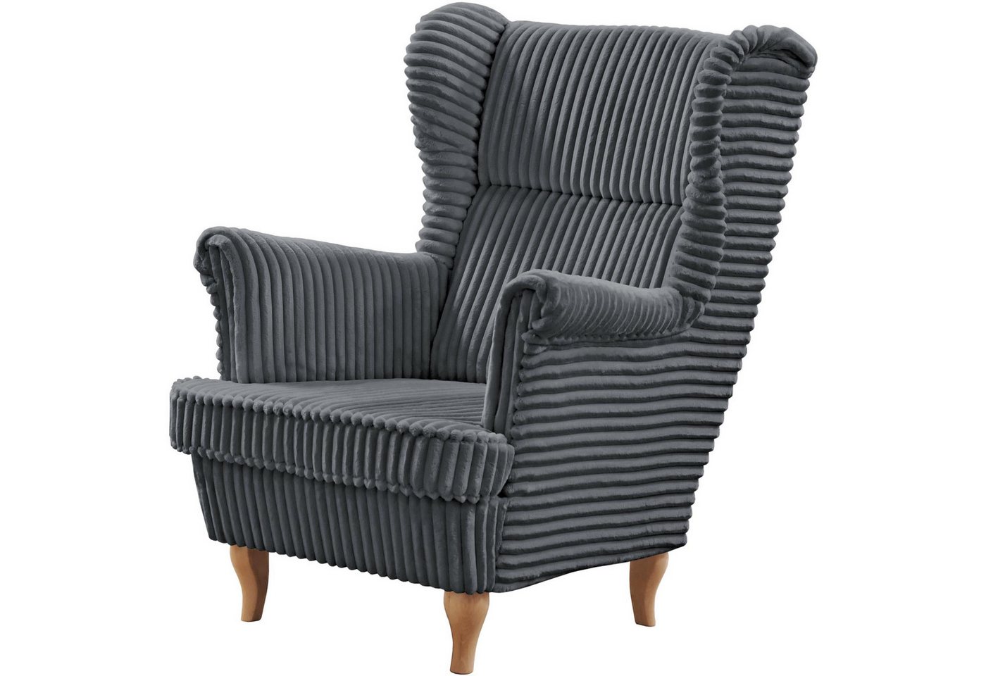 Beautysofa Sessel Moderner, bequemer, weicher, eleganter Sessel FELIX (Holzbeine, Farbe: Buche, Weiß oder Wenge – Ihre Wahl, Breite: 84 cm), Stoff Cord – Bild 2 von 5