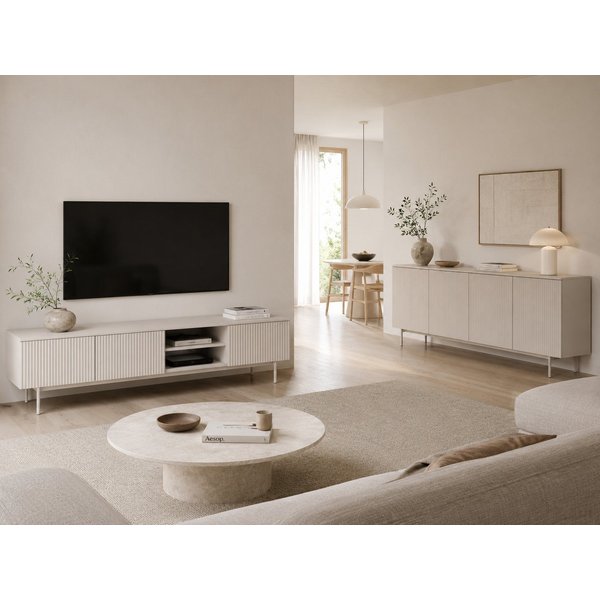 Beautysofa Wohnzimmer-Set SOFT Wohnwand in Kaschmir, (Push-to-Open, Moderne Wohnzimmermöbel, 2-teilig – TV-Schrank Lowboard 200 cm + Kommode Sideboard 200 cm), 