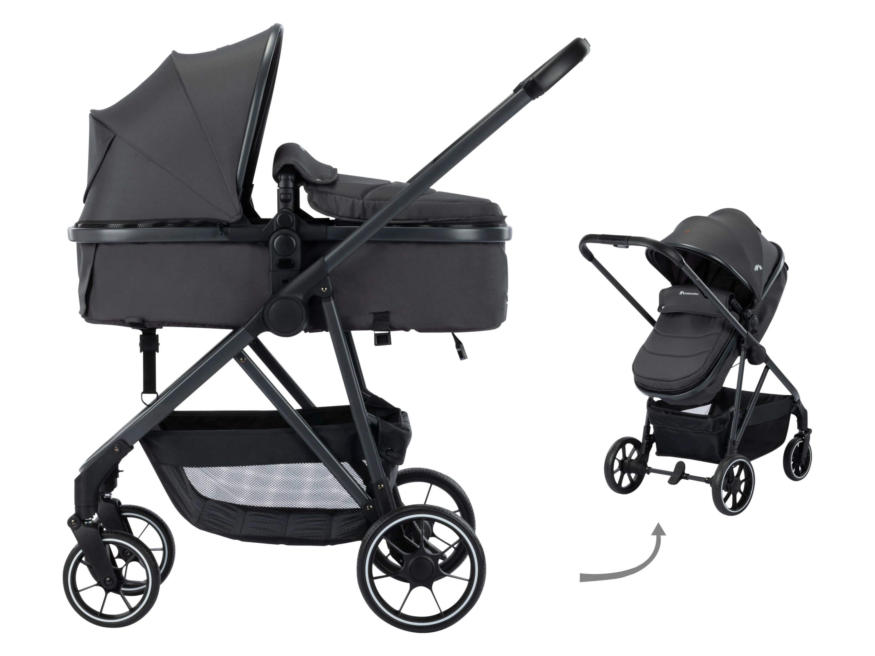 Bebeconfort Kinder-Buggy Brume TRIO, inkl. Babyschale, Regenschutz, Winddecke und Kindersitz-Adapter – Bild 3 von 4