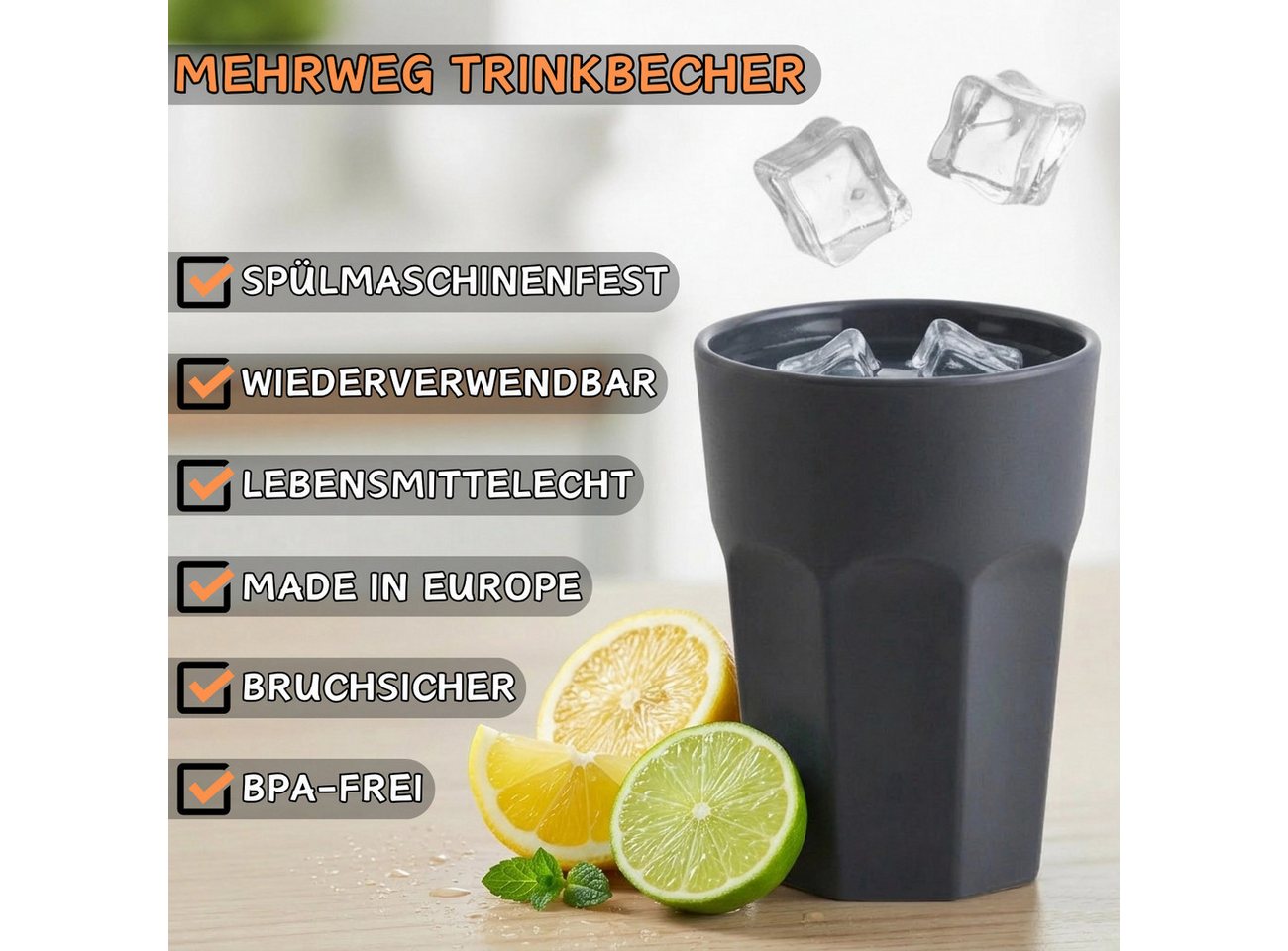 Engelland Becher ENGELLAND 6 x Kunststoffbecher 0,25 Flieder, 6-tlg., Kunststoff, spülmaschinengeeignet, bruchfest, wiederverwendbar, 250 ml, 0,25 Liter – Bild 3 von 5