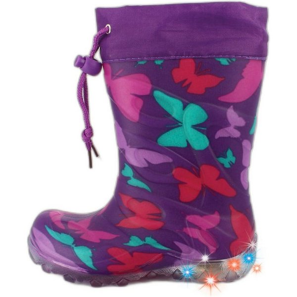 Beck Blinkender Regenstiefel Butterfly mit Warmfutter Gummistiefel (für warme Füße bei Nässe und Kälte) wasserdicht, sehr kuscheliges Warmfutter