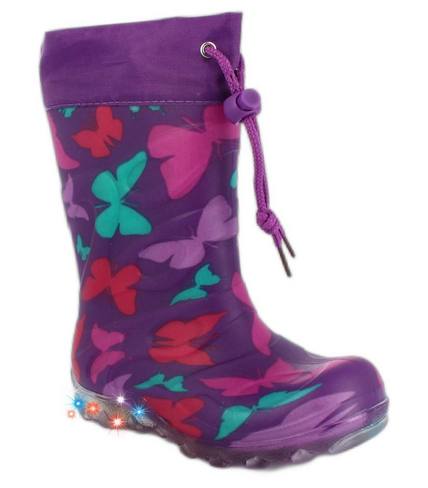 Beck Blinkender Regenstiefel Butterfly mit Warmfutter Gummistiefel (für warme Füße bei Nässe und Kälte) wasserdicht, sehr kuscheliges Warmfutter – Bild 3 von 5