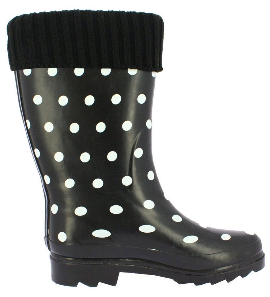 Beck Damen Gummistiefel Dots mit Warmfutter Gummistiefel (für warme Füße bei Nässe und Kälte) wasserdicht, mit modischem Strickkragen – Bild 2 von 5