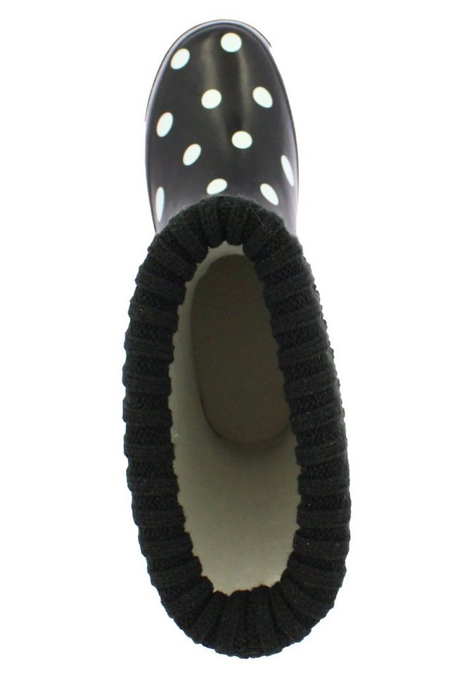 Beck Damen Gummistiefel Dots mit Warmfutter Gummistiefel (für warme Füße bei Nässe und Kälte) wasserdicht, mit modischem Strickkragen – Bild 4 von 5
