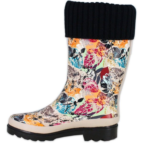 Beck Damen Gummistiefel mit Warmfutter Gummistiefel (aus weichem Naturkautschuk, für warme Füße bei Nässe und Kälte) wasserdicht, mit modischer Strickstulpe