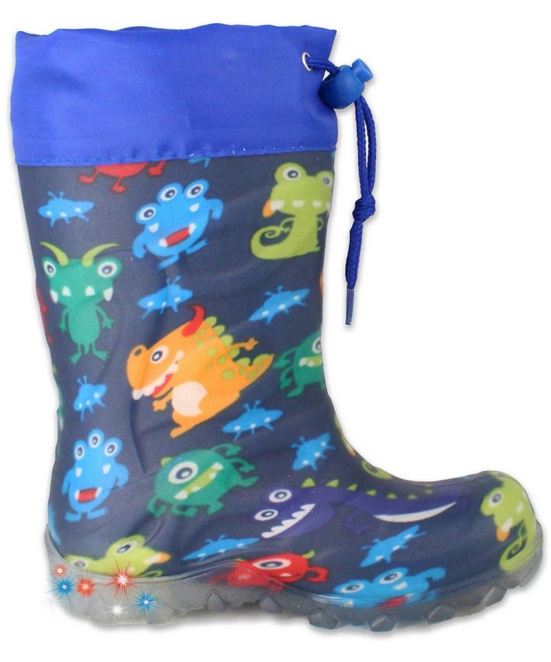 Beck Regenstiefel Blinking Monsters mit Warmfutter Gummistiefel (für Jungen, für warme Füße bei Nässe und Kälte) wasserdicht, sehr kuscheliges Warmfutter – Bild 3 von 5