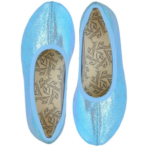 Beck Schläppchen Basic Glitzer Gymnastikschuh (bis Gr. 42 erhältlich, für Sport und Zuhause) mit rutschfester Gummi-Laufsohle