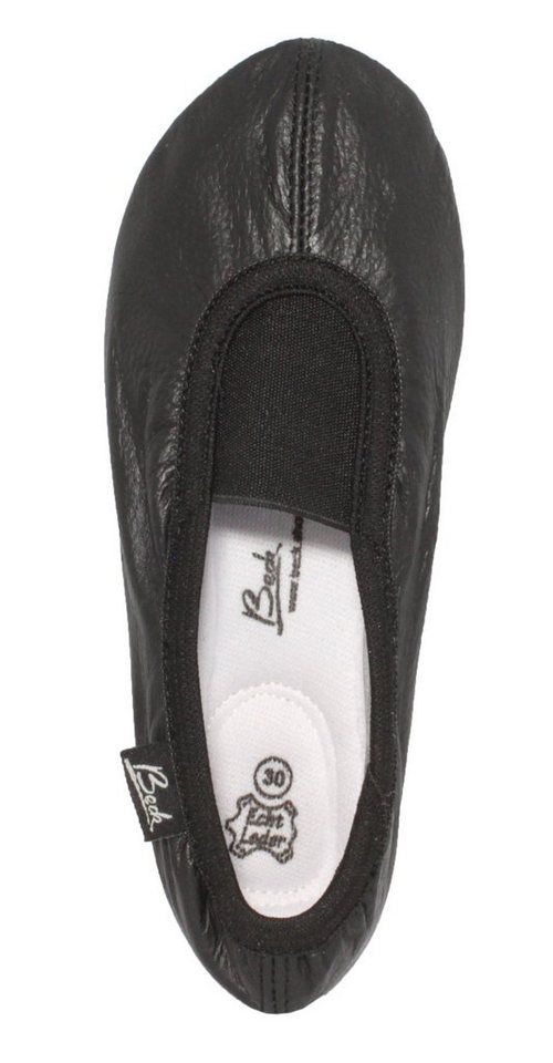 Beck Schläppchen Echt-Leder mit Gummi / Leder-Sohle Gymnastikschuh Zum Schlupfen, Mit Ristgummi für perfekten Halt – Bild 2 von 5