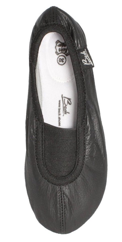 Beck Schläppchen Echt-Leder mit Gummi / Leder-Sohle Gymnastikschuh Zum Schlupfen, Mit Ristgummi für perfekten Halt – Bild 4 von 5
