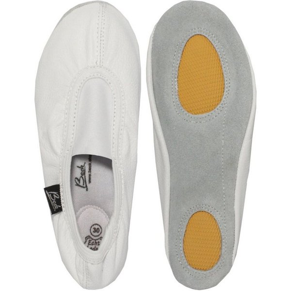 Beck Schläppchen Echt-Leder mit Gummi / Leder-Sohle Gymnastikschuh Zum Schlupfen, Mit Ristgummi für perfekten Halt