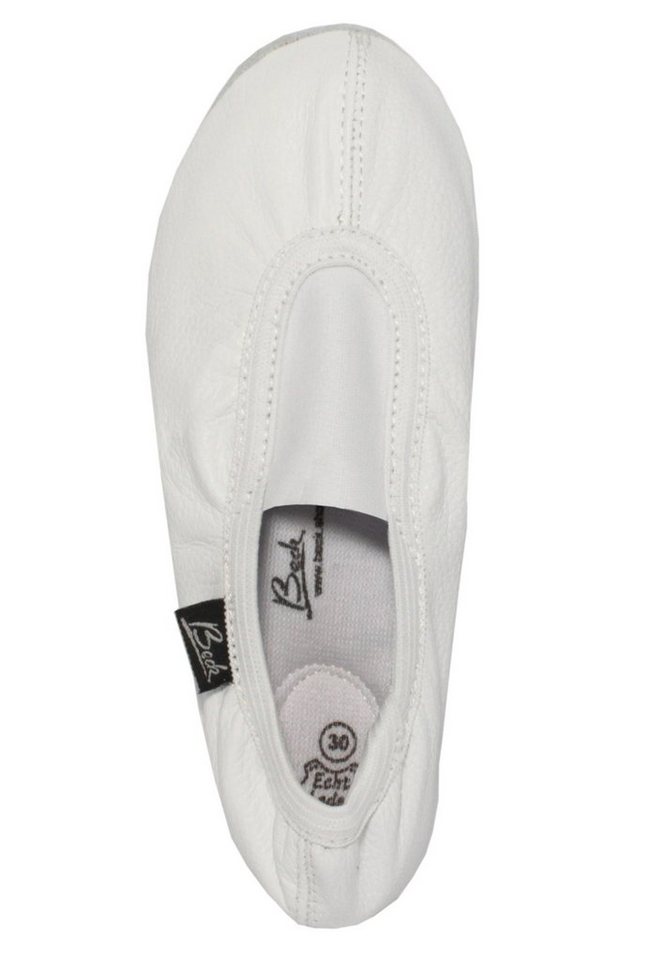 Beck Schläppchen Echt-Leder mit Gummi / Leder-Sohle Gymnastikschuh Zum Schlupfen, Mit Ristgummi für perfekten Halt – Bild 2 von 5